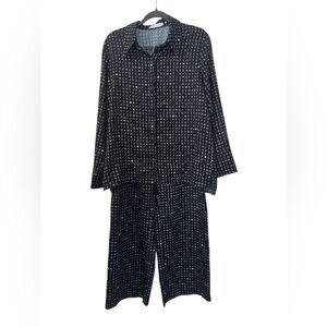 Recliner Women’s Size L Lounge Set “Cup of Damn Fine Coffee” Satin Pajamas